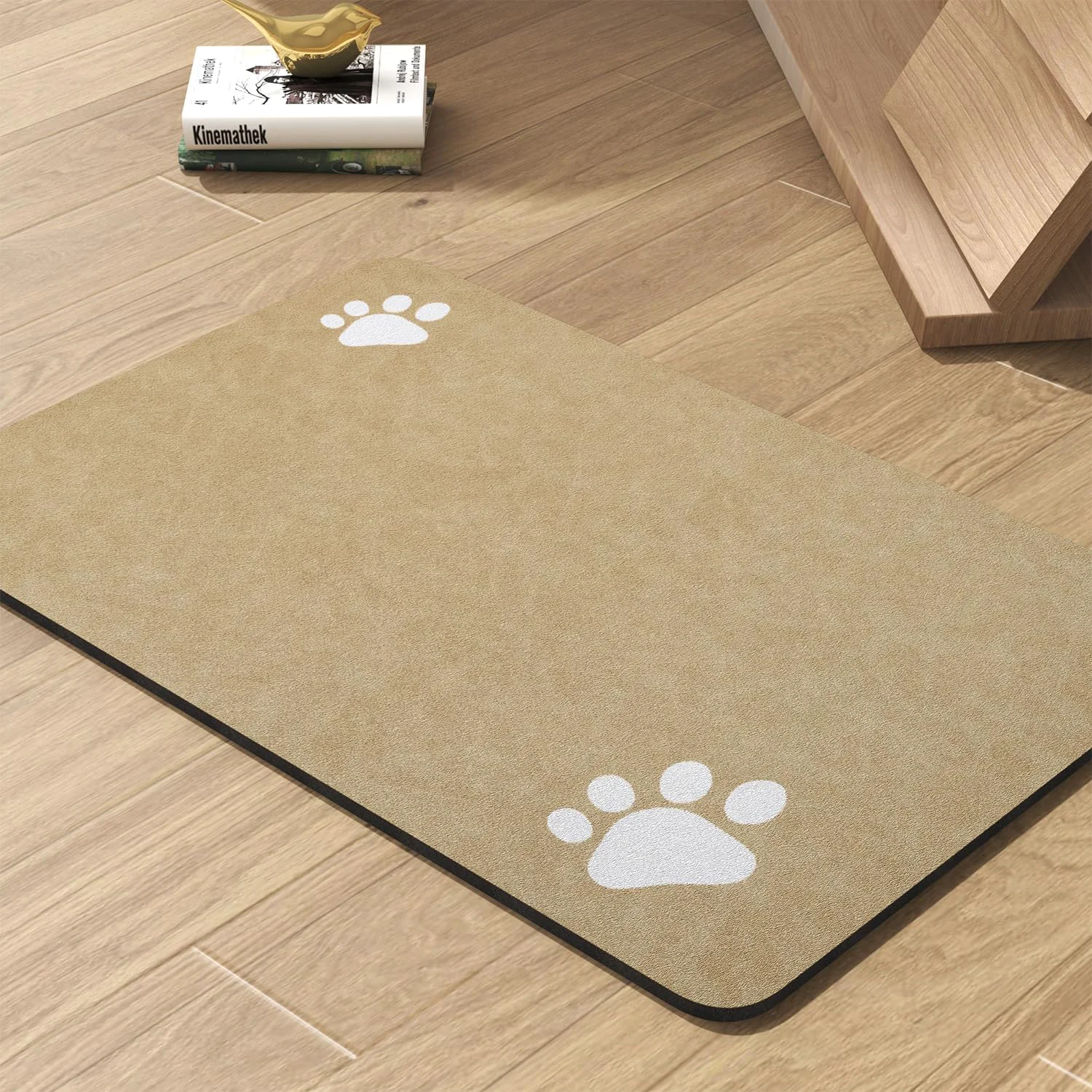 Relaxed Pet Feeding Mat-Absorbent Dog Mat for Food and Water Bowl-No Stains Quick Dry Water Dispenser Mat-Dog Accessories Pet Supplies-Bowl for Messy Drinkers（Beige 17 x28 Sustainable
