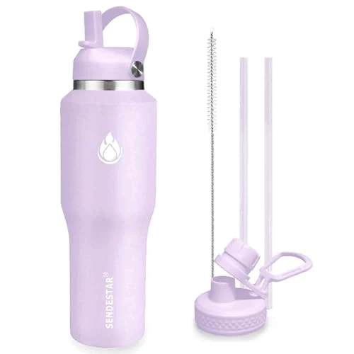 Prestigious 40oz Water Bottle Wide Mouth Stainless Steel Vacuum Insulated Double Wall with 2 Straw Lids Fit in Any Car Cup Holder Long-Lasting