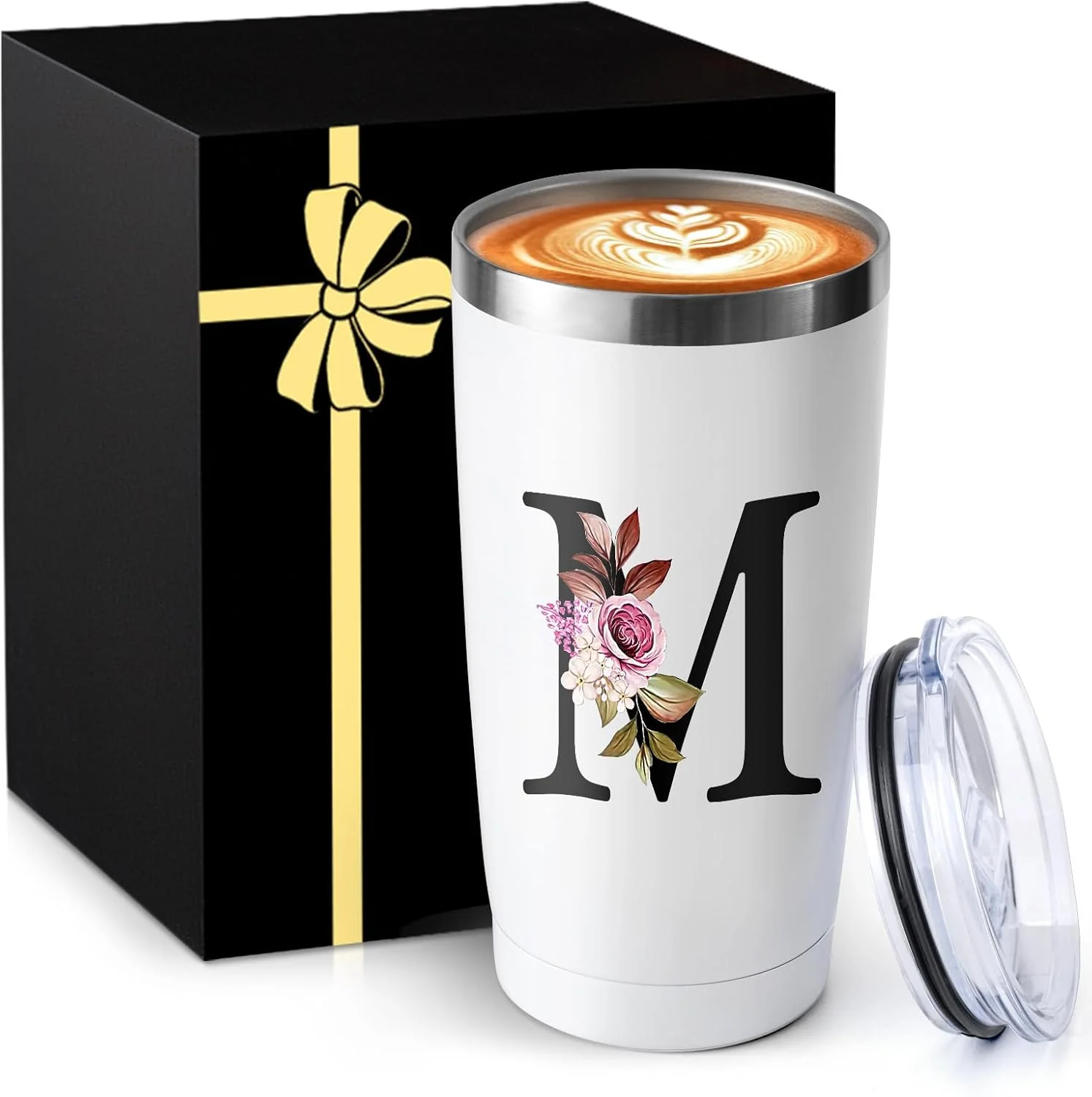 High-End 20 Oz Insulated Coffee Cup with Lid Car Tumbler Travel Mug Women Wife Husband Happy Birthday Wedding Romantic Gift Cool Day Personalized Unique Special Cute Custom Christmas Xmas Valentines I Stylish