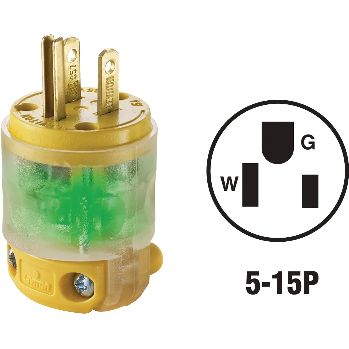 Stylish Leviton 15A 125V 3-Wire 2-Pole Illuminated Cord Plug Efficient
