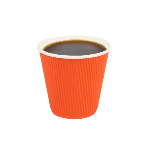 Environmentally Friendly Ripple Wall Coffee Cups 500 Count 8 Ounce Insulated Tangerine Orange Paper Cups Trusted