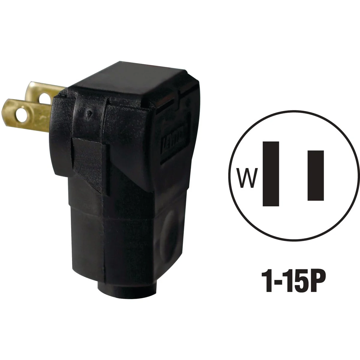 User-Friendly Leviton 15A 125V 2-Wire 2-Pole Angle Cord Plug Black Prestigious