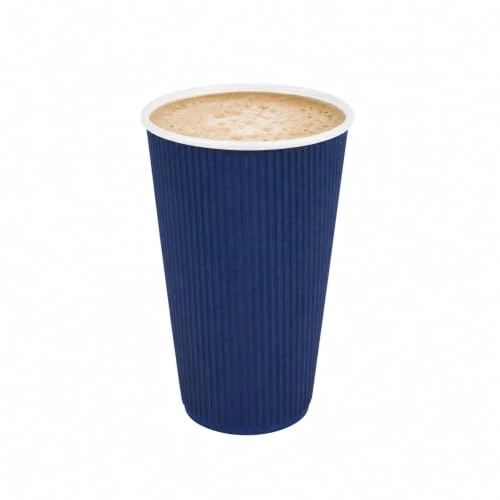 Pure Ripple Wall Coffee Cups 500 Count 16 Ounce Insulated Midnight Blue Paper Cups Dependable