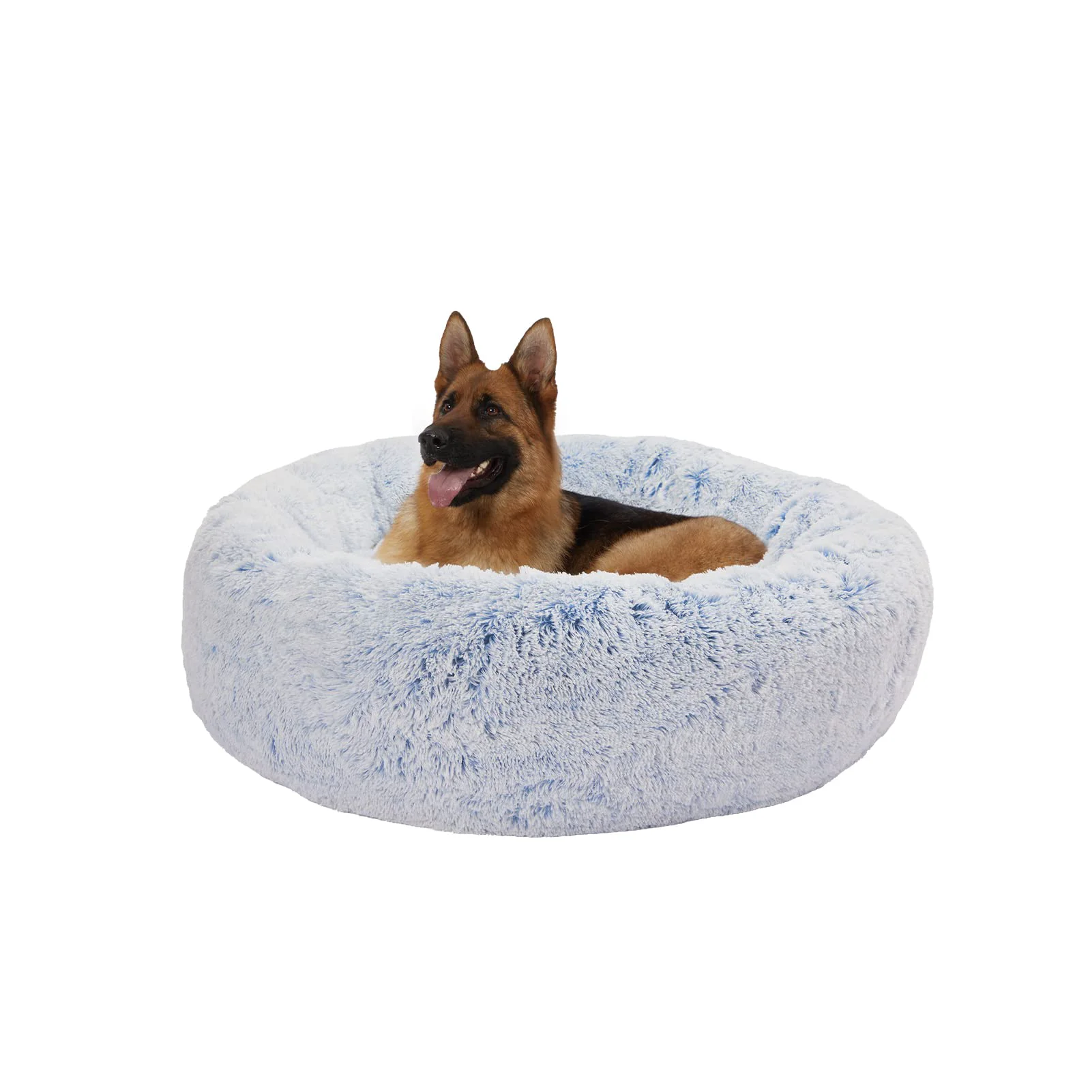 Green Bedfolks Calming Donut Dog Bed – 45in Round Extra Large Light Blue Anti-Anxiety Washable Non-Slip Trusted
