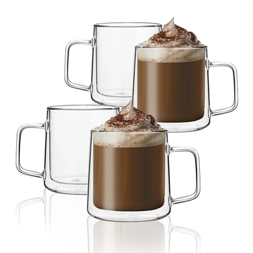 Smooth 12oz Glass Coffee Mugs 4 Count Powerful