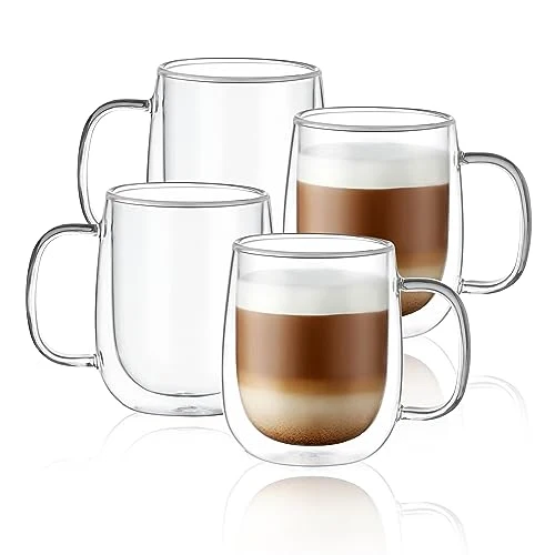 Minimalist Glass Coffee Mugs 12oz 4 Count Responsible