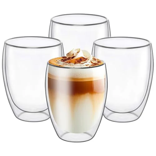 Soft 6.8OZ Double Wall Espresso Cups Set of 4 4 Count Enhanced