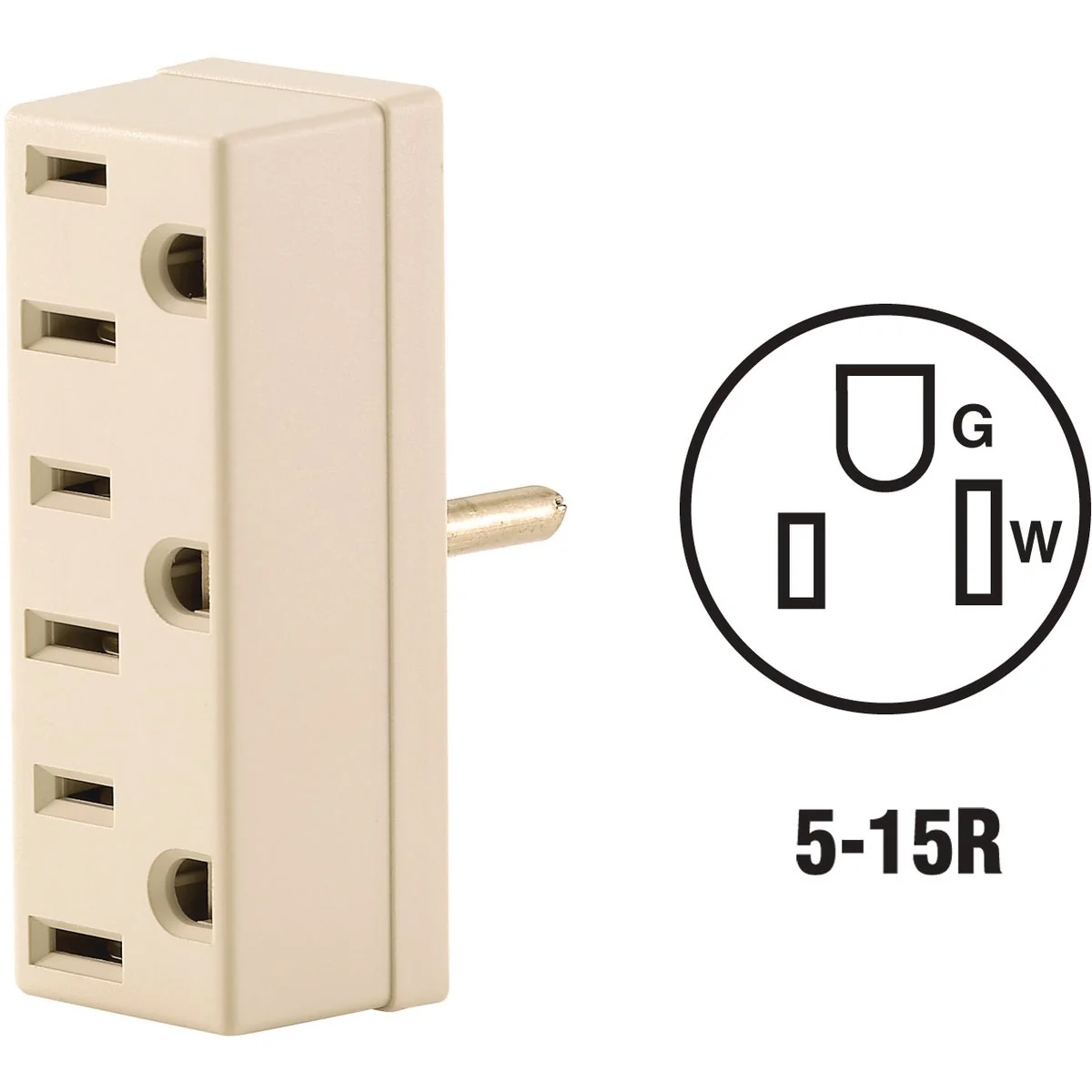 Detailed Leviton Ivory 15A 3-Outlet Tap Pure