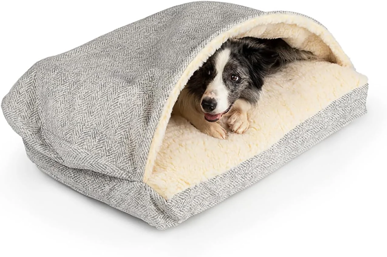 Eco-Friendly Snoozer Pet Products Luxury Rectangle Cozy Cave Dog Bed with Microsuede Showdog Collection Small Palmer Dove Exclusive