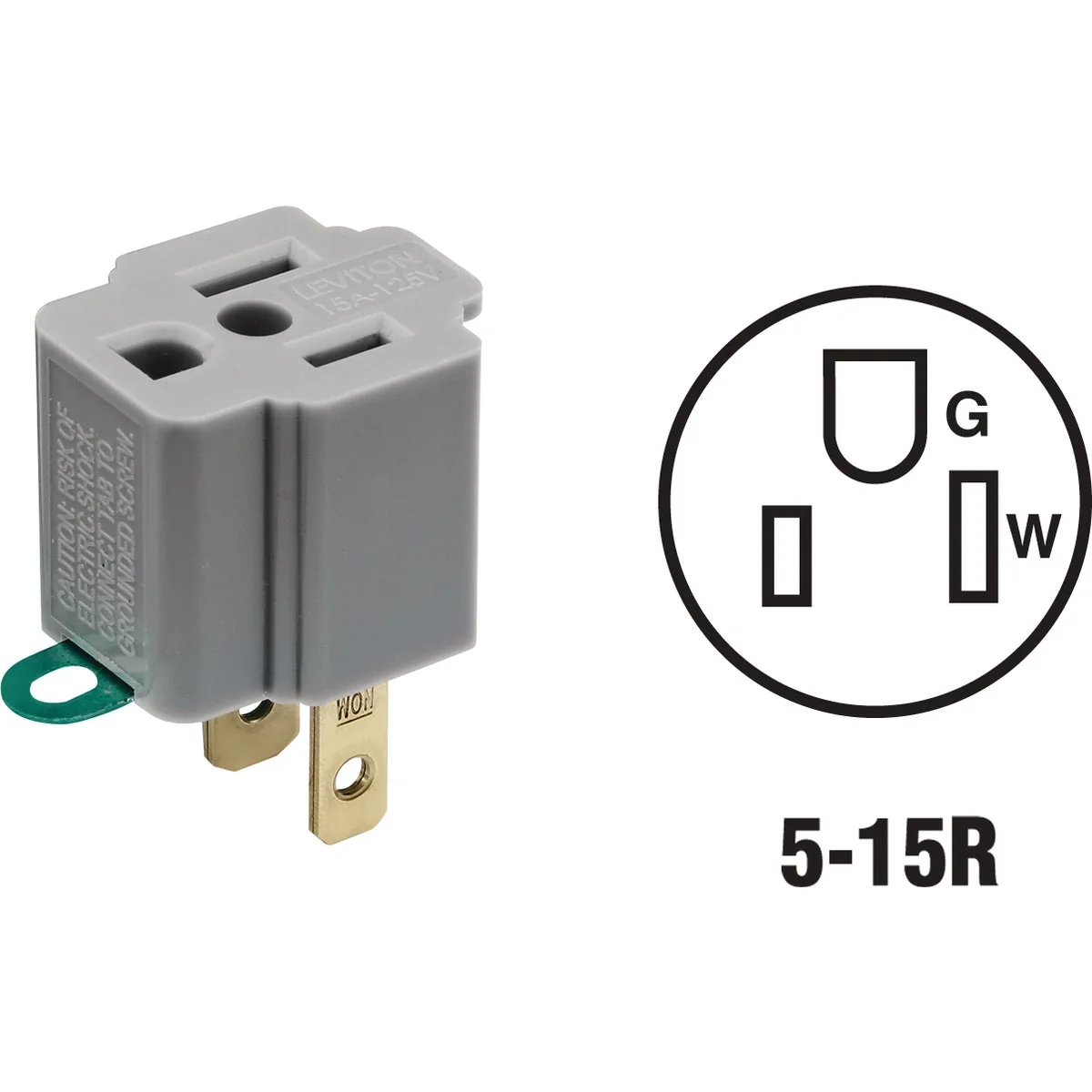 Contemporary Leviton 15A 125V Gray Grounding Cube Tap Outlet Adapter Sophisticated
