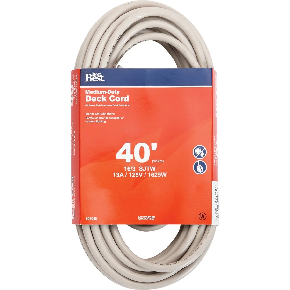 Sustainable Do it 40 Ft. 16 3 Medium-Duty Tan Deck Extension Cord Excellent