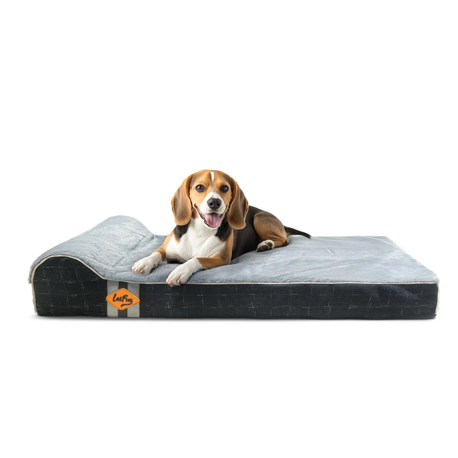 Superior Laifug Orthopedic Memory Foam Dog Bed – Large 40x25x5.5 in Black Grid Gray Waterproof Liner Healthy
