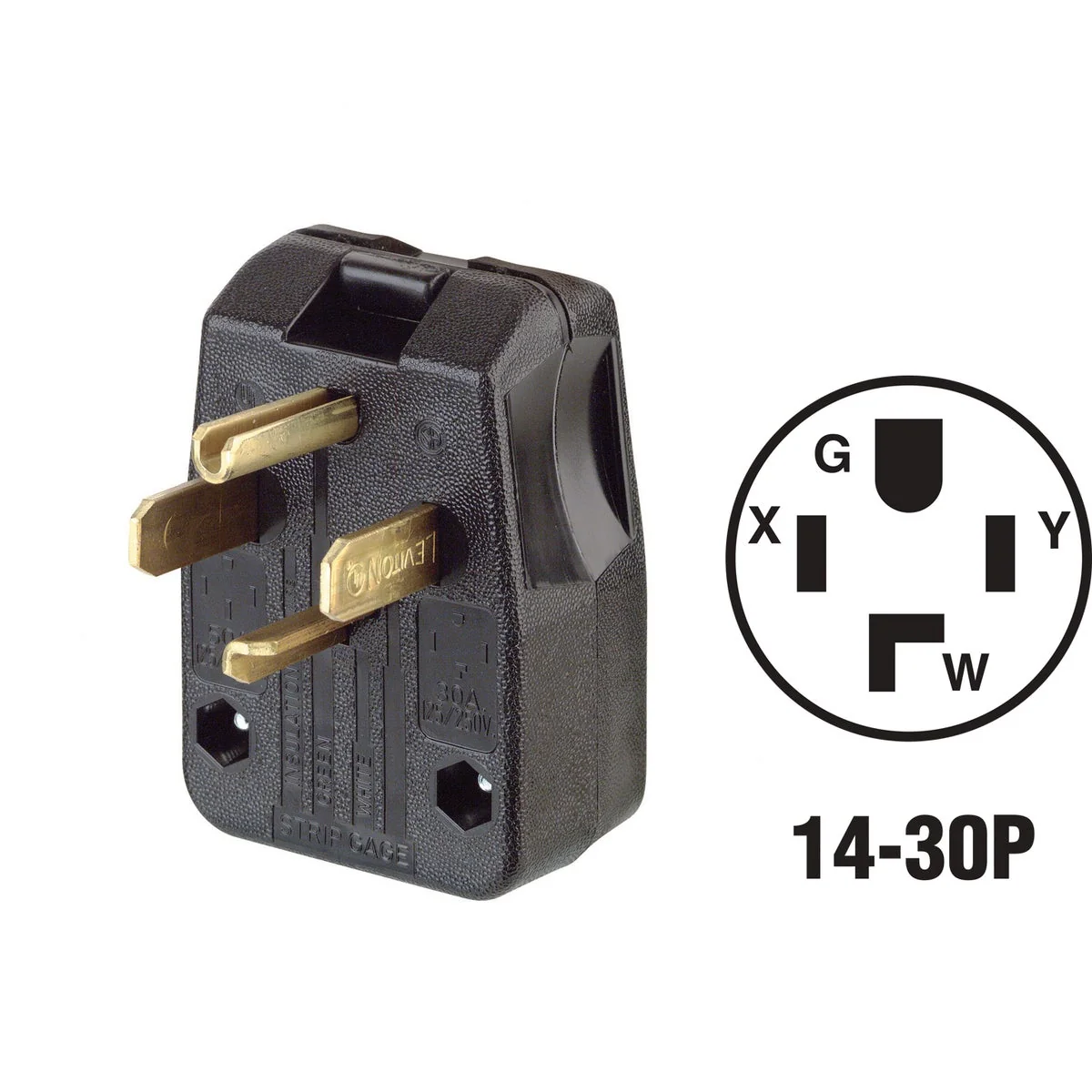 High-Grade Leviton 30A 50A 125V 250V 4-Wire 3-Pole Dual Range Dryer Power Plug Clean