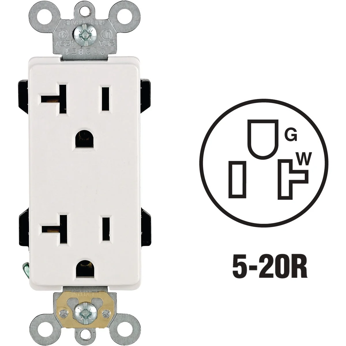 Safe Leviton Decora Plus 20A White Residential Grade 5-20R Duplex Outlet Reliable
