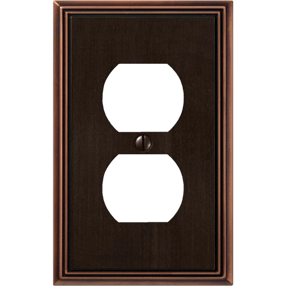 Minimalist Amerelle Metro Line 1-Gang Cast Metal Outlet Wall Plate Aged Bronze Recyclable