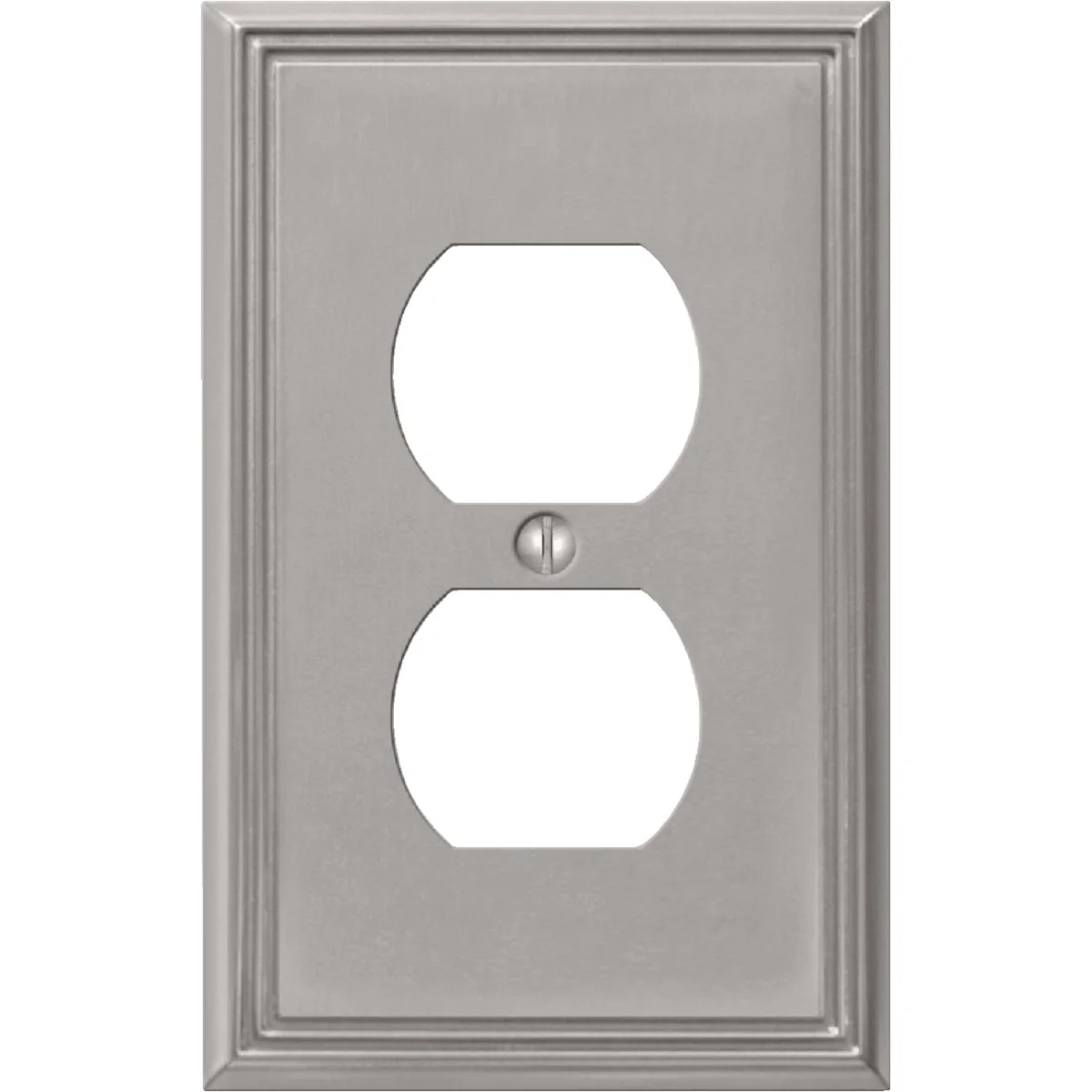 High-End Amerelle Metro Line 1-Gang Cast Metal Outlet Wall Plate Brushed Nickel Convenient