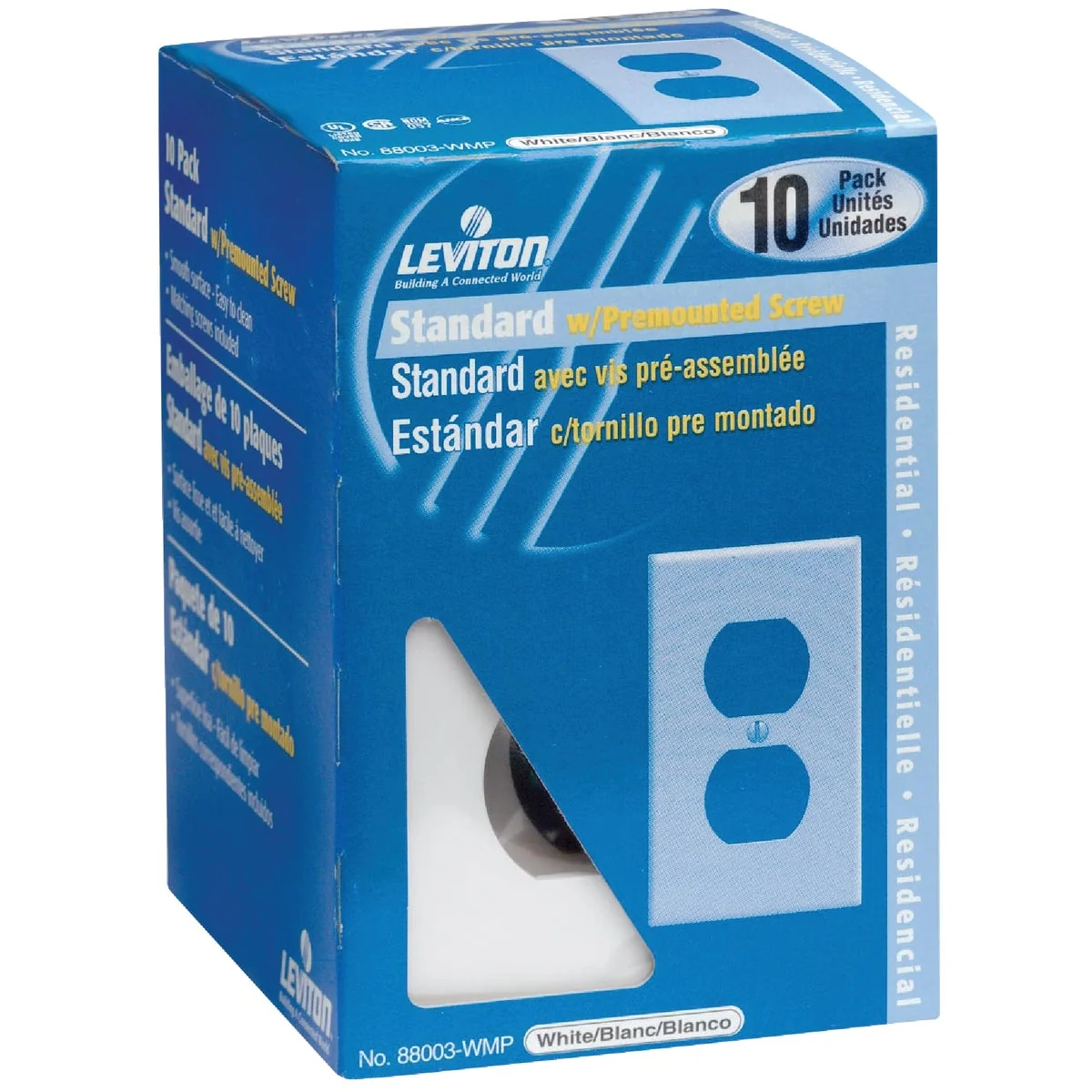 Prestigious Leviton 1-Gang Smooth Plastic Outlet Wall Plate White 10-Pack Certified