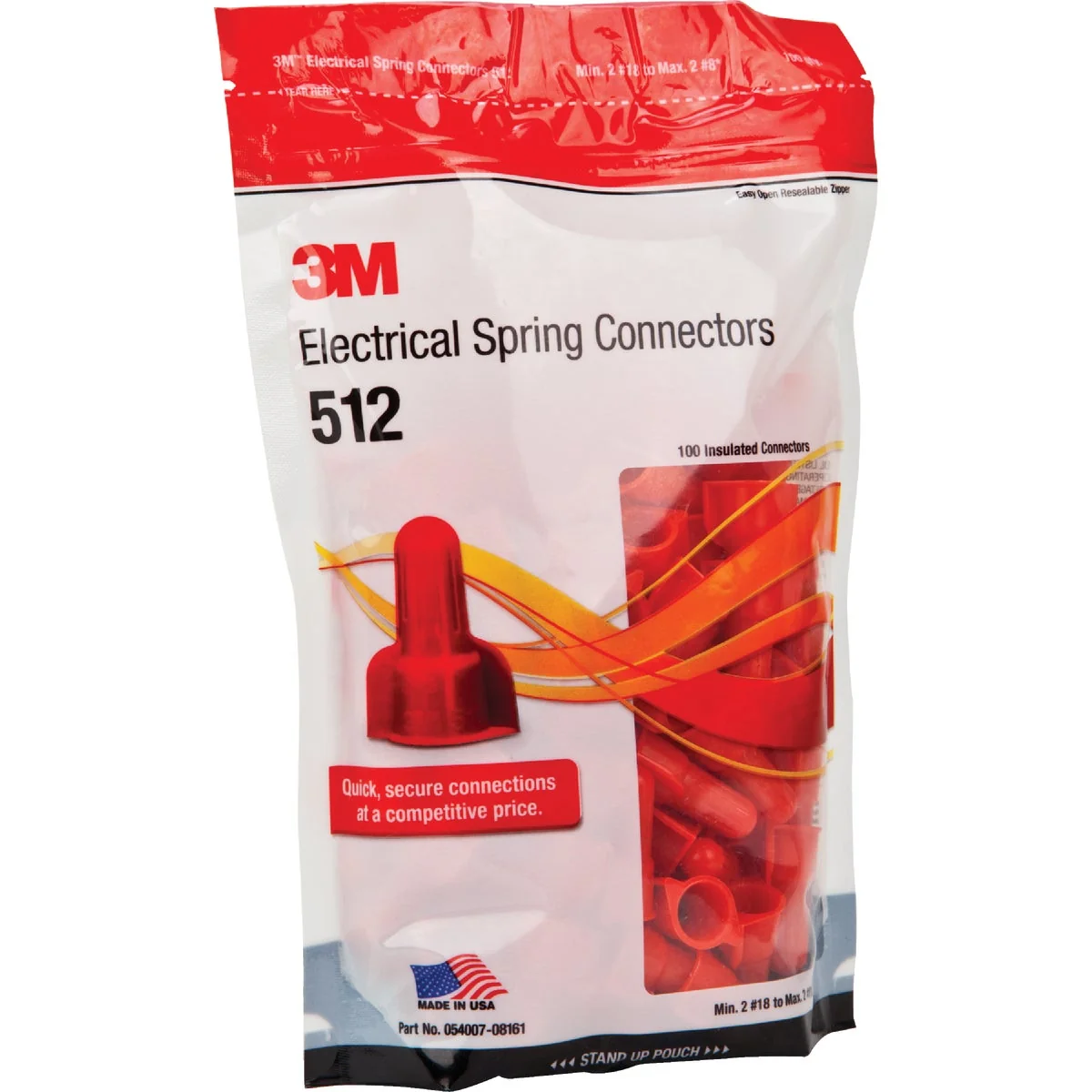 Optimized 3M Medium Red 22 AWG to 8 AWG Wing Wire Connector 100-Pack Casual