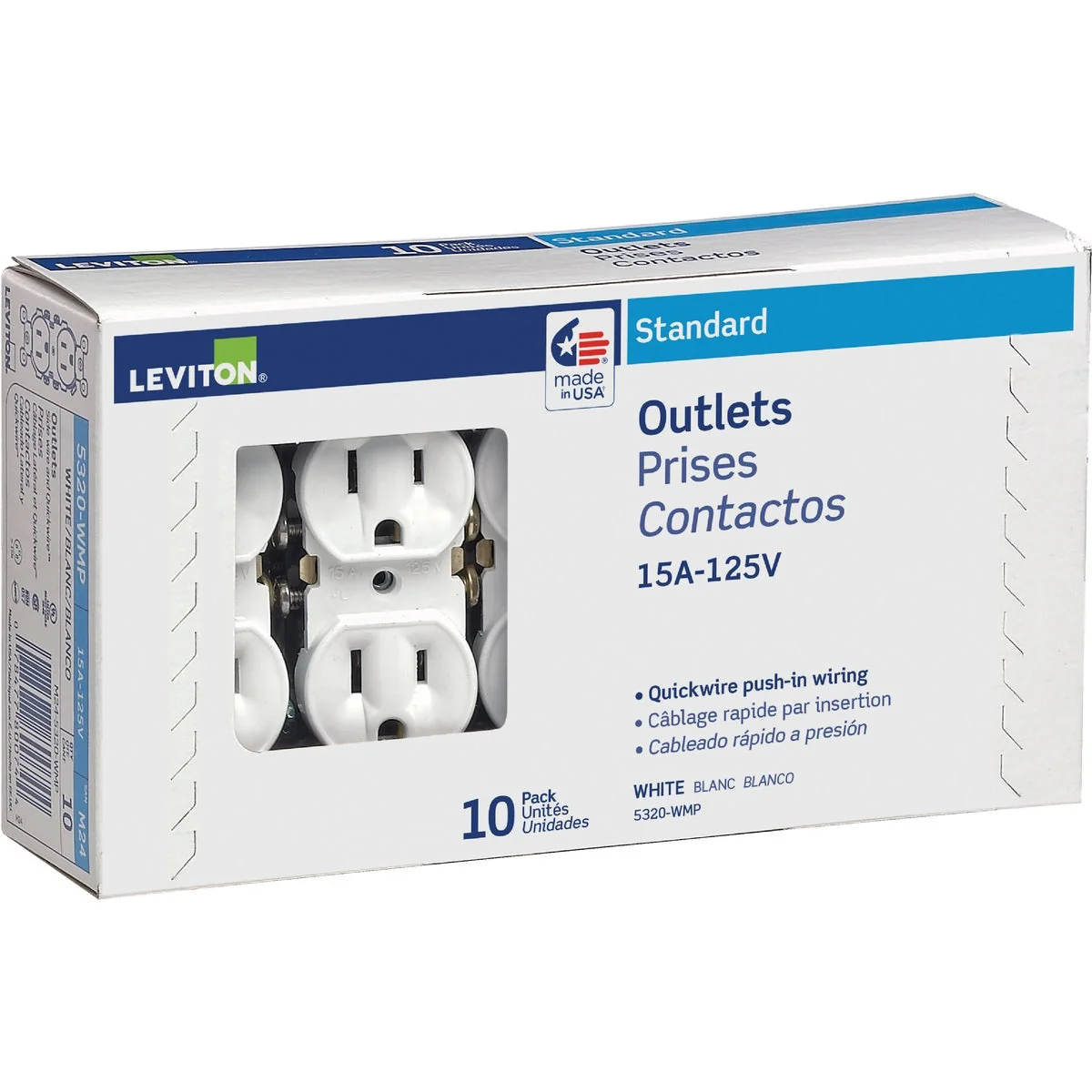 Smart Leviton 15A White Shallow Grounded 5-15R Duplex Outlet 10-Pack Powerful