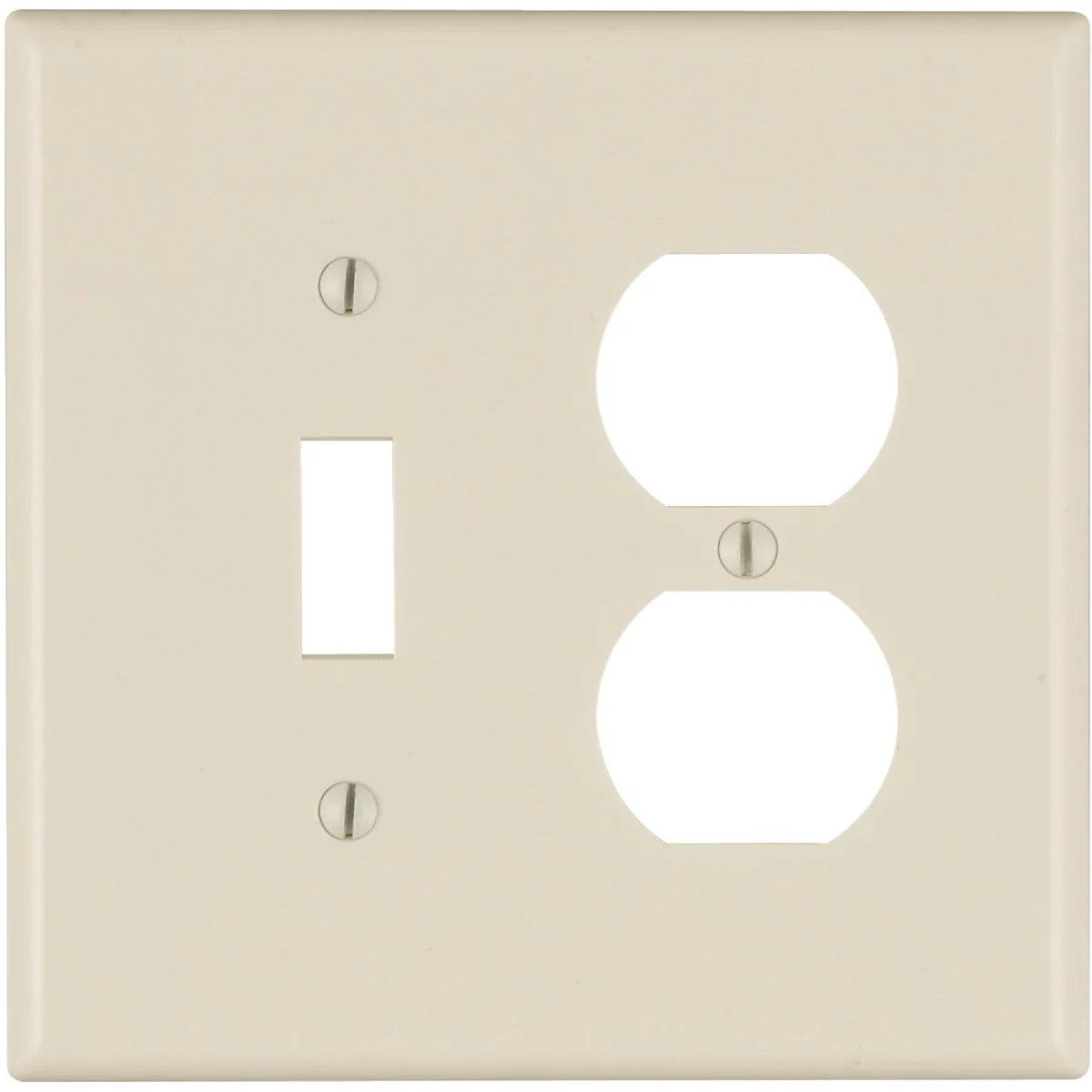 Modern Leviton Mid-Way 2-Gang Thermoset Single Toggle Duplex Outlet Wall Plate Light Almond Fashionable