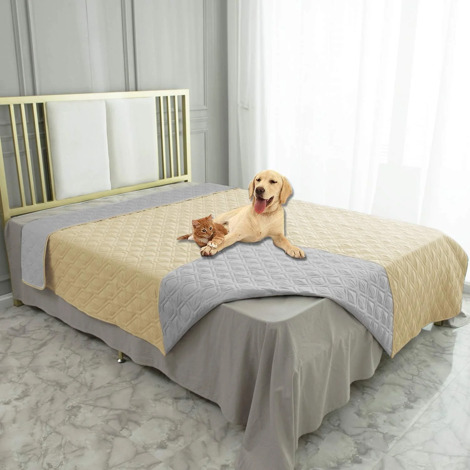 Pure Ameritex Waterproof Dog Bed Cover Pet Blanket for Furniture Bed Couch Sofa Reversible Luxury