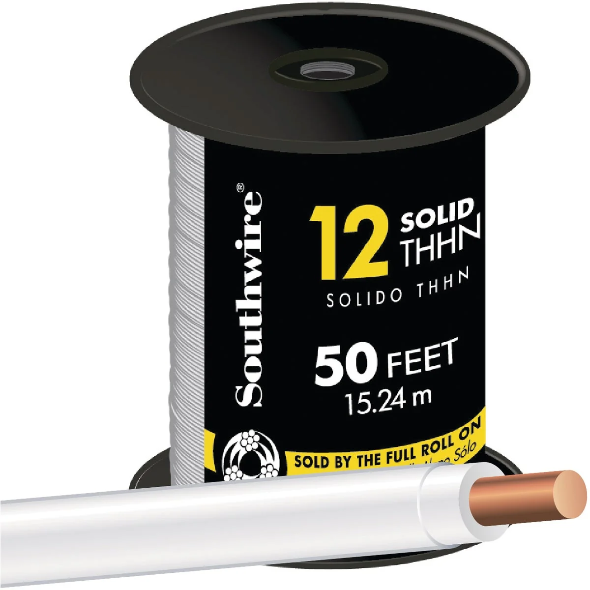 Recyclable Southwire 50 Ft. 12 AWG Solid White THHN Electrical Wire Easy-to-Use