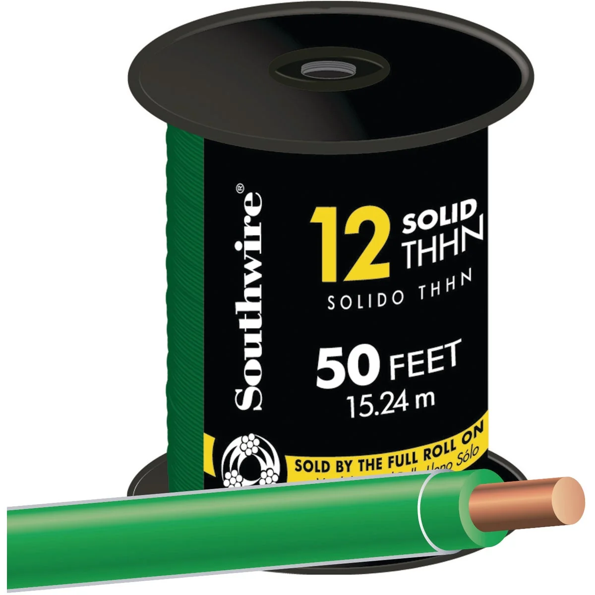 Official Southwire 50 Ft. 12 AWG Solid Green THHN Electrical Wire Smooth