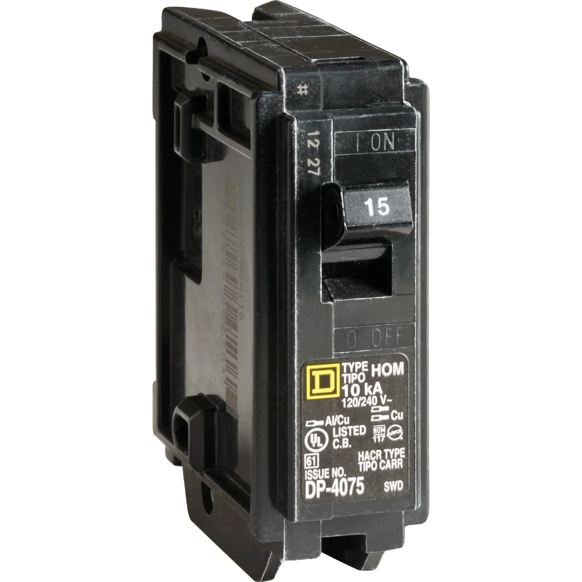 Long-Lasting Square D Homeline 15A Single-Pole Standard Trip Circuit Breaker Efficient