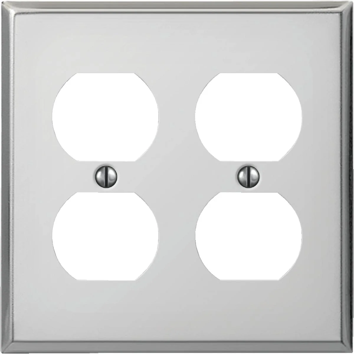 Detailed Amerelle PRO 2-Gang Stamped Steel Outlet Wall Plate Polished Chrome Selected