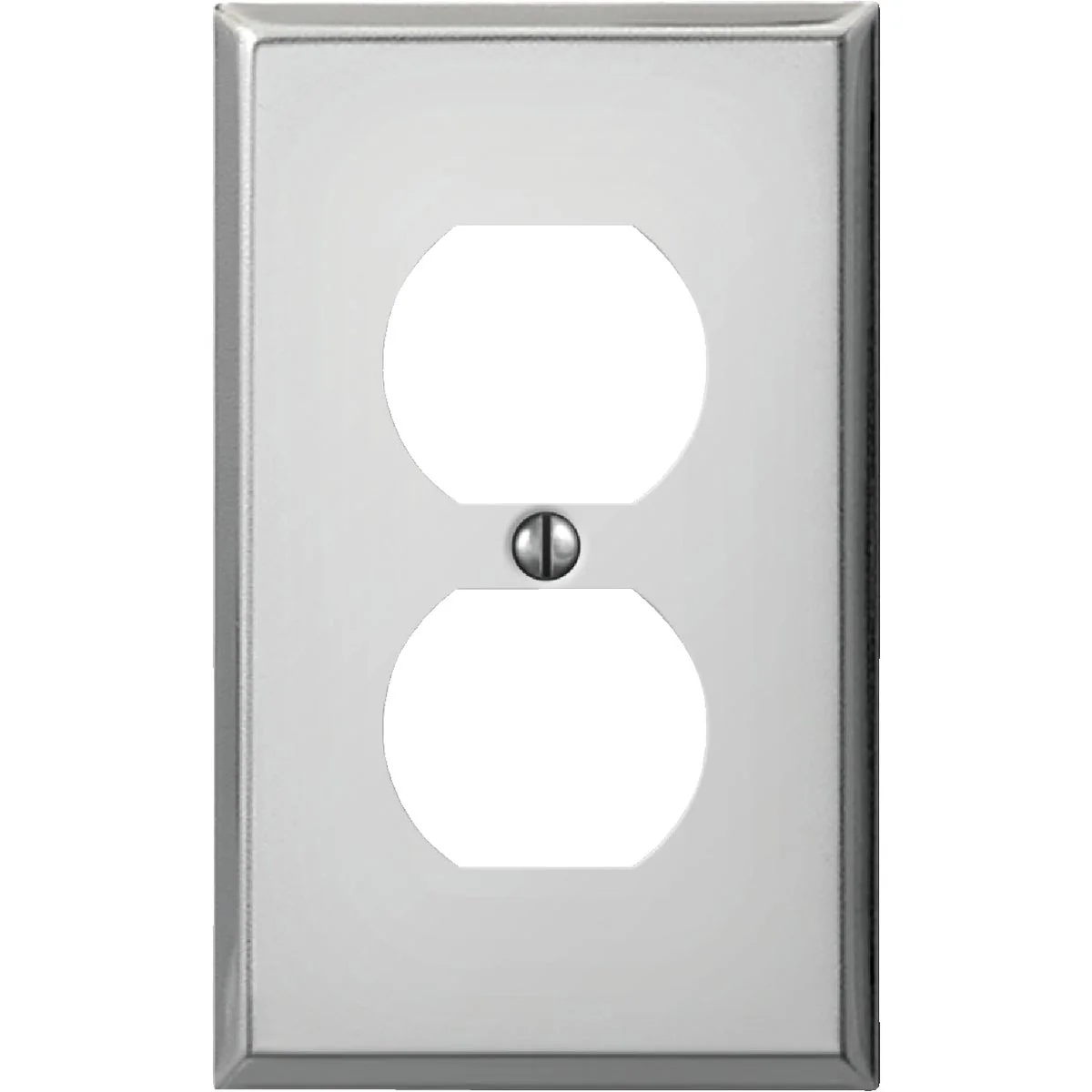 Crafted Amerelle PRO 1-Gang Stamped Steel Outlet Wall Plate Polished Chrome Smart