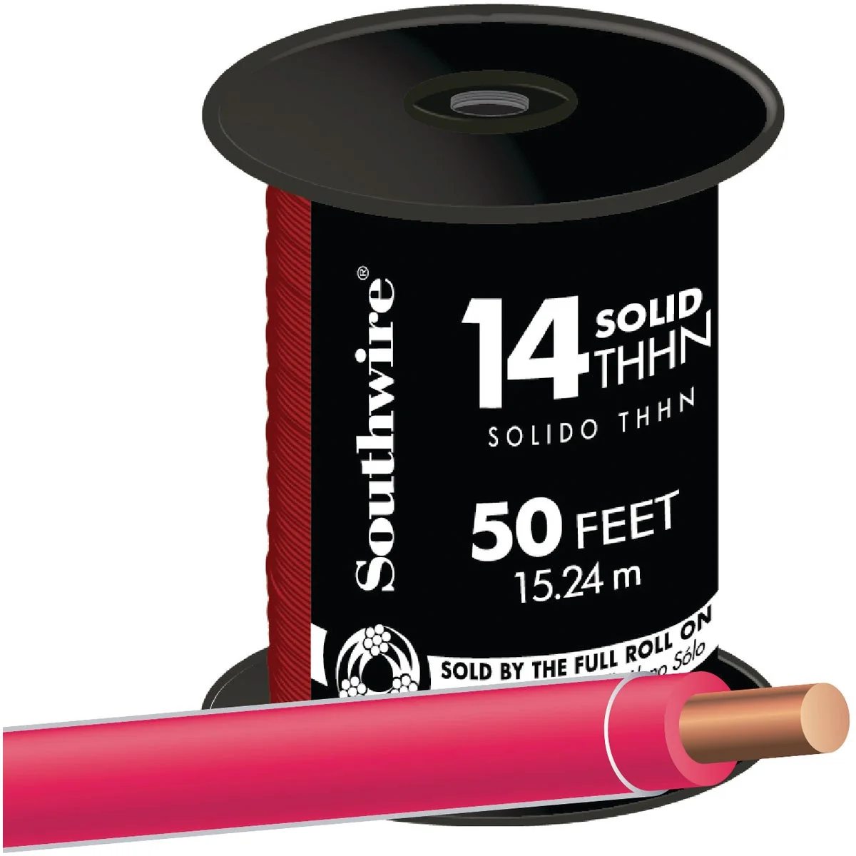 Original Southwire 50 Ft. 14 AWG Solid Red THHN Electrical Wire Breathable