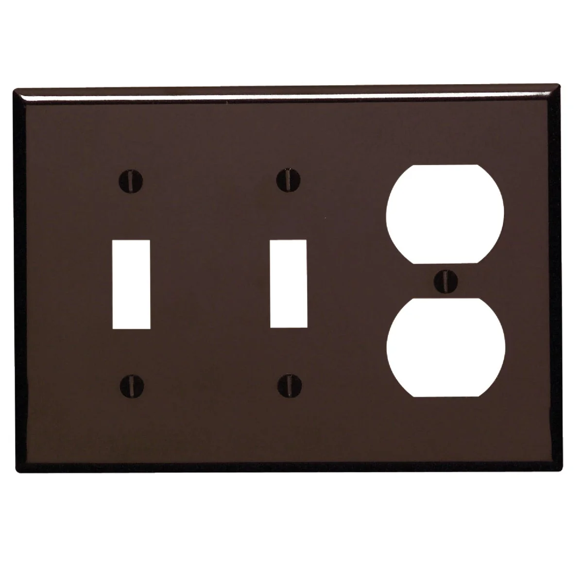 Prestigious Leviton 3-Gang Plastic 2-Toggle Duplex Outlet Wall Plate Brown Solid