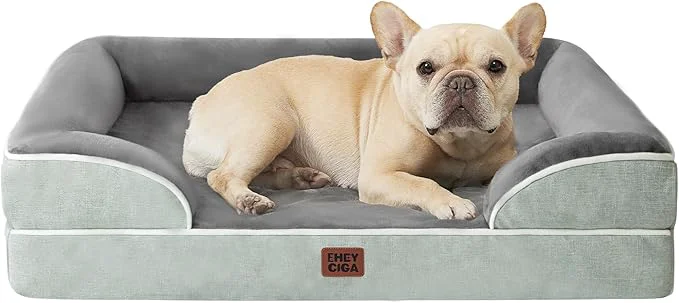 Relaxed EHEYCIGA Orthopedic Dog Bed for Small Dogs Waterproof Memory Foam Small Dog Beds with Sides Non-Slip Bottom and Egg-Crate Foam Medium Pet Couch Bed with Washable Removable Cover Greyish GreenAbout ThisOverview Authentic