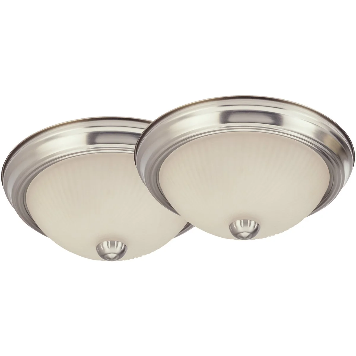 High-End Home Impressions 11 In. Brushed Nickel Incandescent Flush Mount Ceiling Light Fixture 2-Pack Smooth