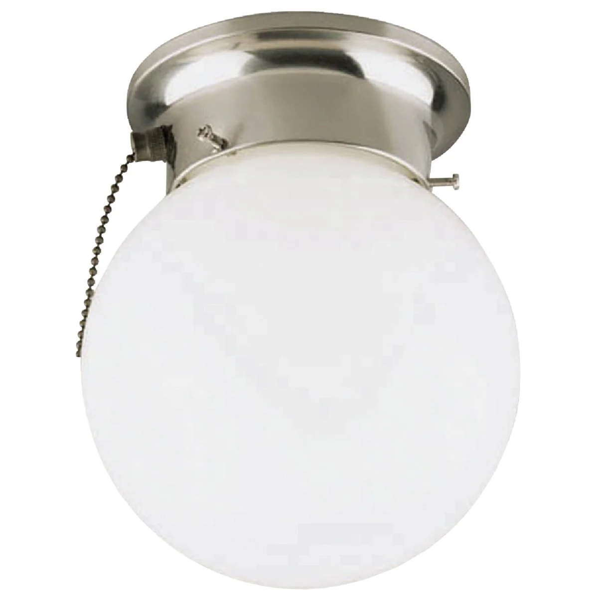 Elite Home Impressions 6 In. Brushed Nickel Incandescent Flush Mount Ceiling Light Fixture with Pull Chain Flexible