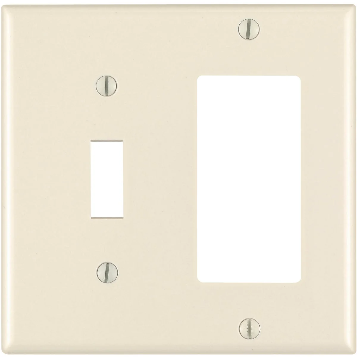 Reliable Leviton Decora 2-Gang Thermoset Single Toggle Rocker Wall Plate Light Almond Minimalist
