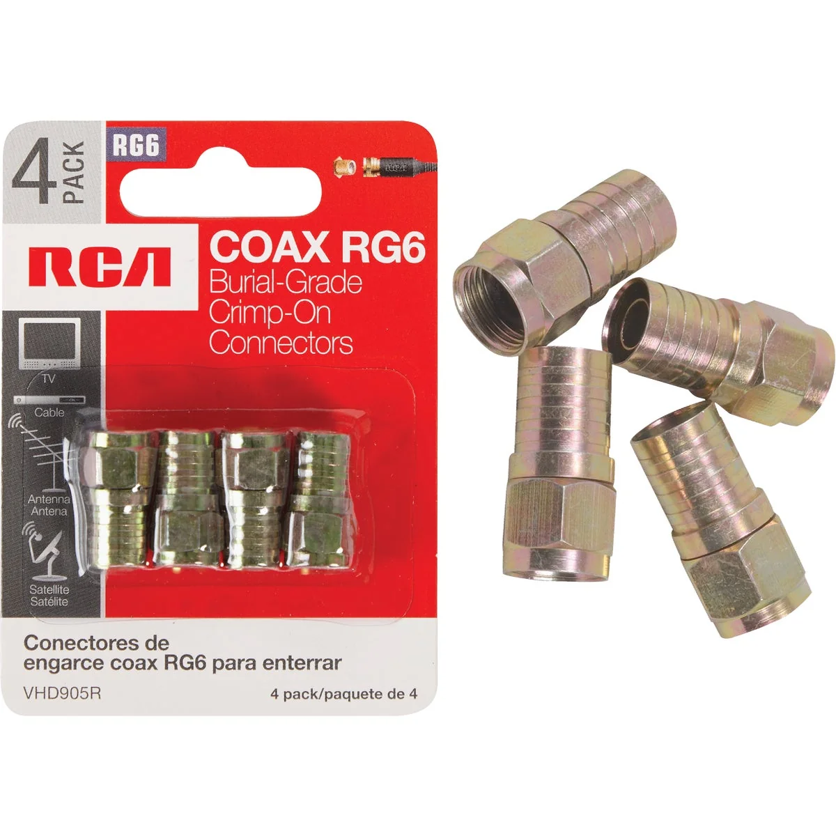 Prestigious RCA RG6 F-Connector 4-Pack Fine