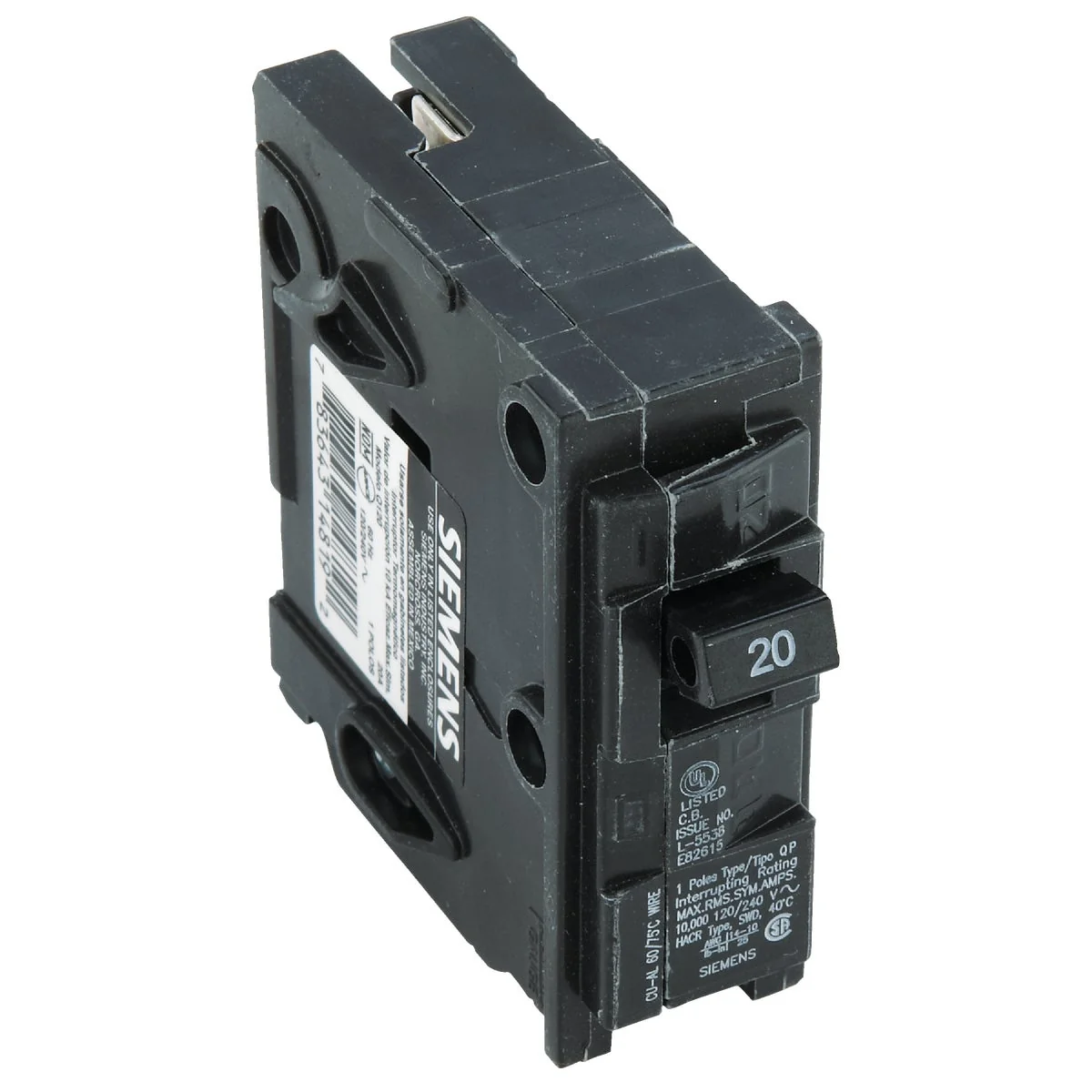 Environmentally Friendly Connecticut Electric 20A Single-Pole Standard Trip Interchangeable Packaged Circuit Breaker Casual