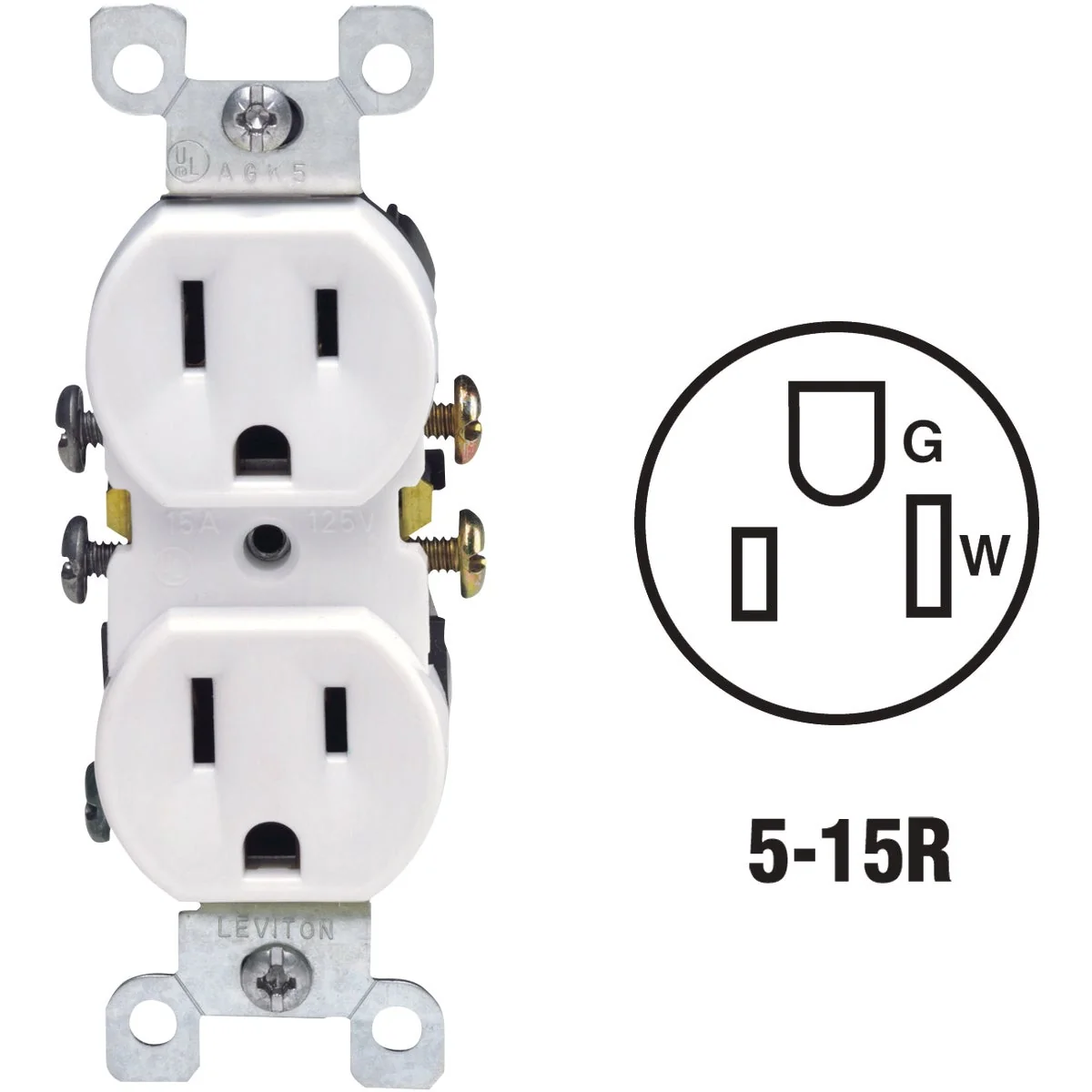 Authentic Leviton 15A White Shallow Grounded 5-15R Duplex Outlet Modern
