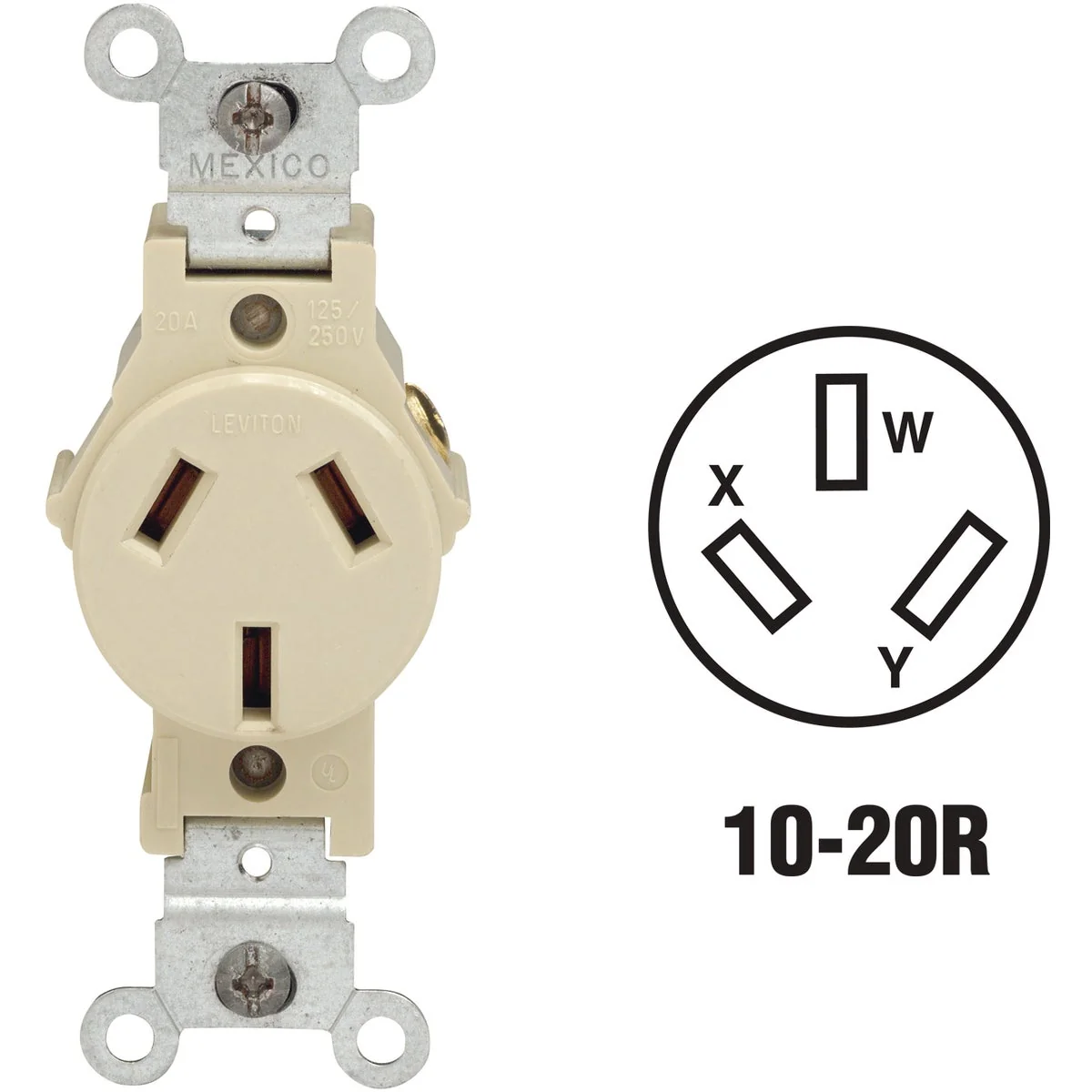 Casual Leviton 20A Ivory Commercial Grade 10-20R Non-Grounding Single Outlet Professional