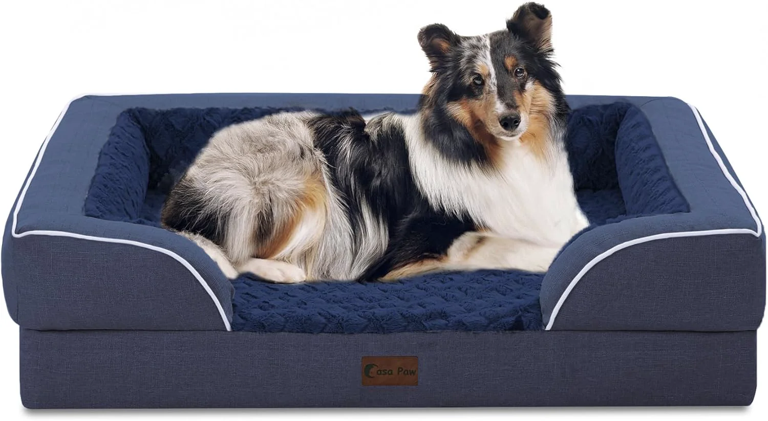 Fine Crafted Orthopedic Dog Beds Waterproof Memory Foam Large Sized Dog Bed with Sides Non-Slip Bottom and Egg-Crate Foam Big Dogs Beds with Removable Washable Cover Large Navy Blue Consistent