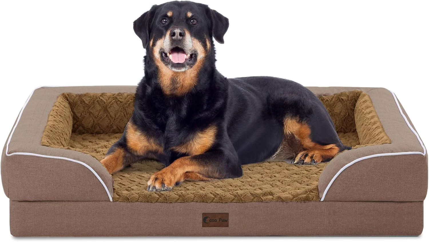 Luxury Orthopedic Waterproof Dog Bed for Extra Large Dogs Memory Foam XL Dog Bed with Sides Egg-Crate Foam and Non-Slip Bottom Jumbo Dogs Couch Beds with Washable Removable Cover Jumbo Brown Authentic