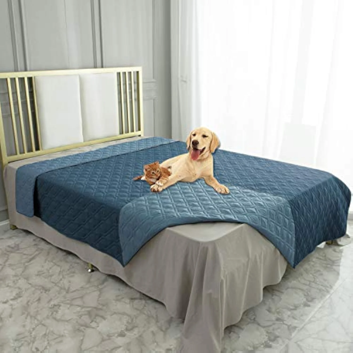 Secure Ameritex Waterproof Dog Bed Cover Pet Blanket for Furniture Bed Couch Sofa Reversible Trendy