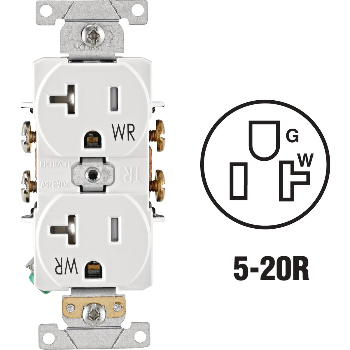 Dependable Leviton 20A White Tamper Weather Resistant Commercial Grade 5-20R Duplex Outlet Outstanding