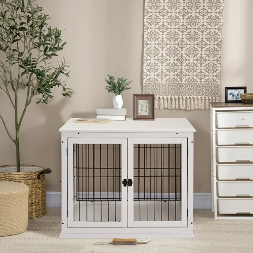 Efficient Small Kennel End Table With Two Open Sides And Lockable Door Original