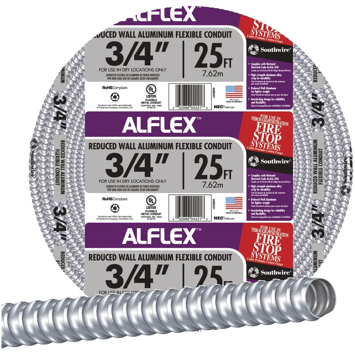 Specialty Southwire 3 4 In. x 25 Ft. Aluminum Flexible Flexible Metal Conduit Exclusive