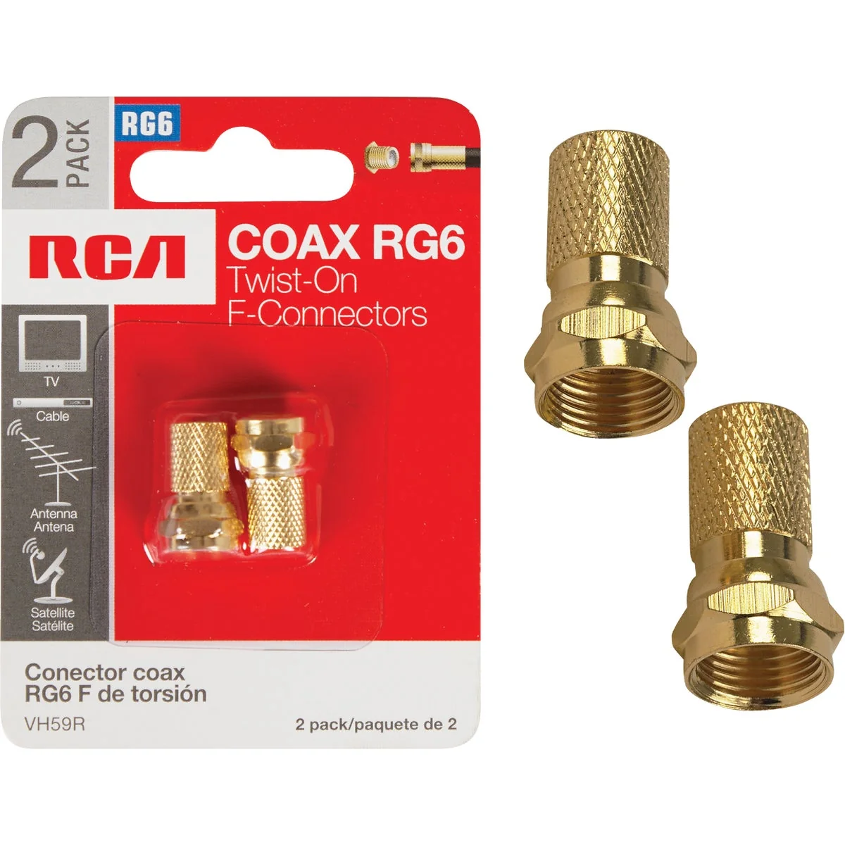 Environmentally Friendly RCA RG Twist-On Coaxial F-Connector 2-Pack Innovative