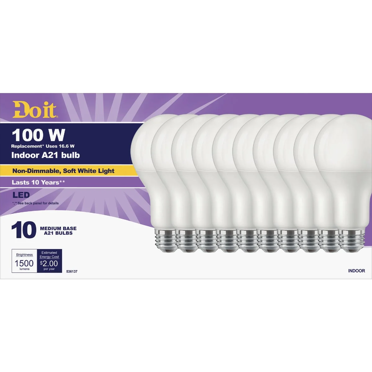 Consistent Do it 100W Equivalent Soft White A21 Medium LED Light Bulb Title 20 10-Pack Dependable