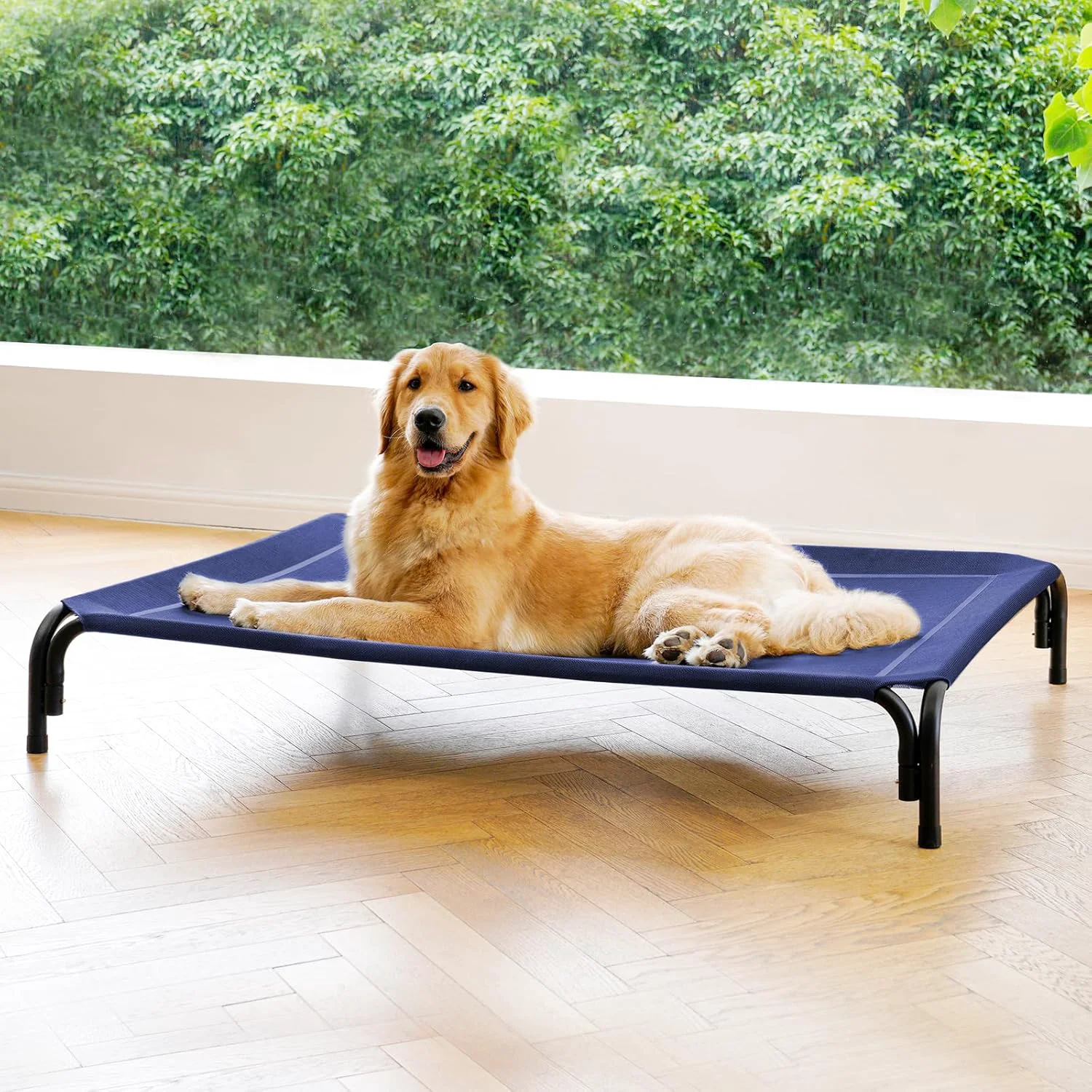 Efficient d Dog Bed Raised Outdoor Dog Cot for Large Dogs Installation Requires No Tools Frame with Washable Cooling Breathable Mesh Anti-Slip Feet Indoor Pet Bed Blue 43.3 Inches Next-Generation
