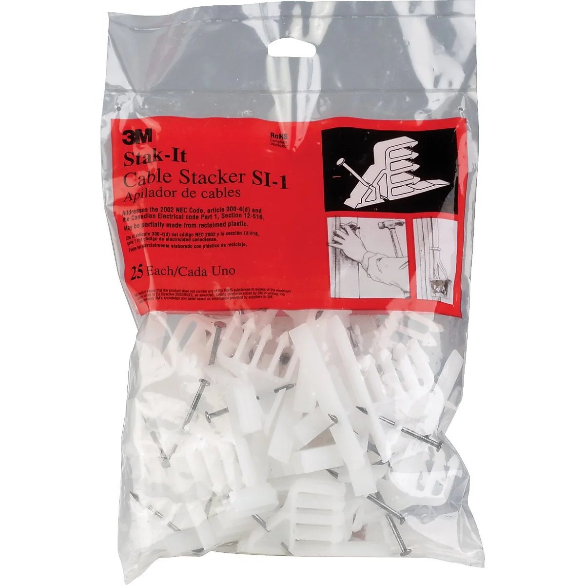 High-Grade 3M Stak-It 14-2 to 10-2 AWG Reclaimed Plastic Cable Stacker 25-Pack Pure
